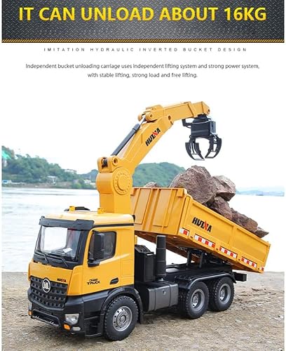 Miniatura 3 de Camión volquete RC de aleación de tamaño completo a escala 1/14, agarrador de madera montado en coche de control remoto de 26 canales, vehículo