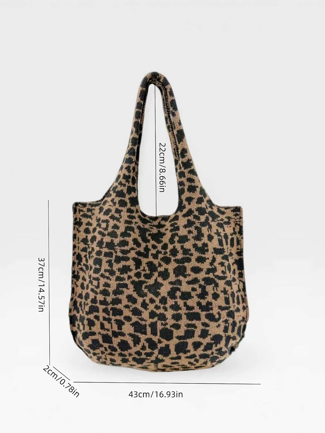 Beach Bag Leopard Print Crochet Bags for Women Summer Large Capacity Shoulder Bag Aesthetic Hobo Knit Hippie Bag