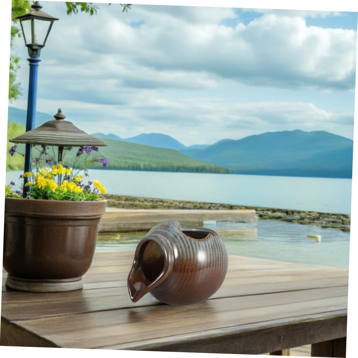 PRETYZOOM Ceramic Fountain Pot for Indoor Outdoor Use Water Feature for Fish Tanks Garden Decor and Patio Relaxation Artistry with Gentle Water Flow