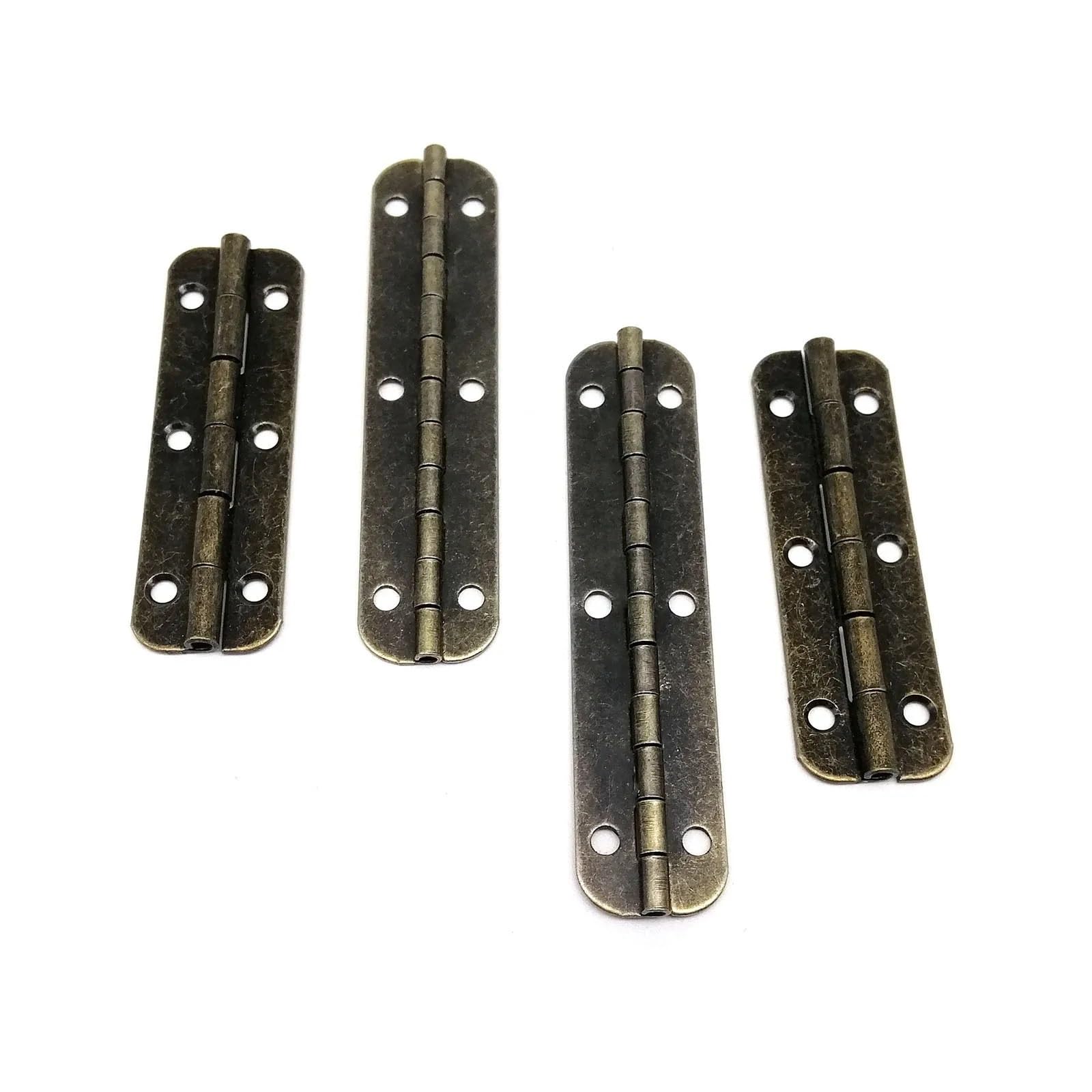 Sxolcoufoh 50X15mm Antique Brass Vintage Case Lengthened Long Hinge With 6 Screws 12Pcs(50X15mm)
