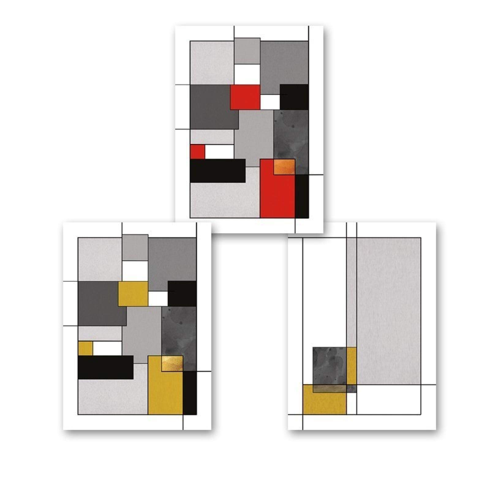 Affiche géométrique abstraite rouge jaune pour décoration murale - 8