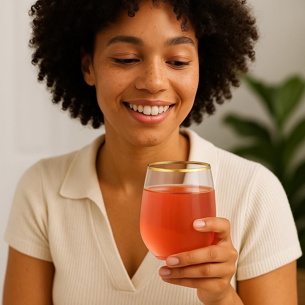 Oojami 40 count Unbreakable Stemless Plastic Wine Champagne Whiskey Glasses Elegant Durable Disposable Indoor Outdoor Ideal for Home, Office, Bars, Wedding, 12 Ounce Cups (Pink Matte Gold) - Image 6