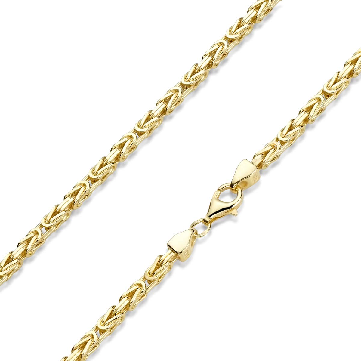 Herren Gold-Kette Königskette 3mm - 925 Silber vergoldet 40-70cm K112 | Massive Vierkant Halskette in Gold aus veredeltem Sterlingsilber Made in Germany von MATERIA by Matthias Wagner