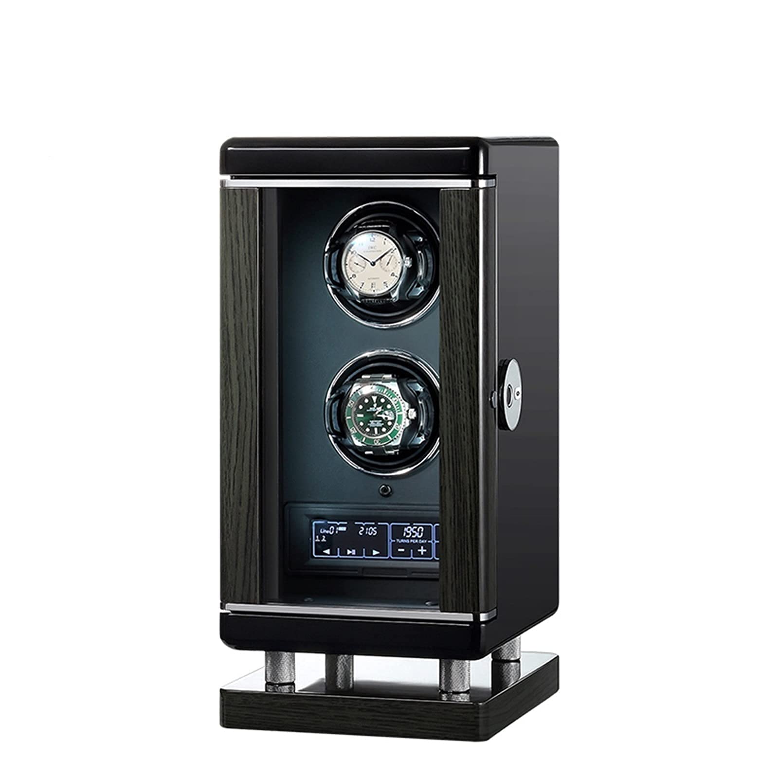 QUSYZD Watch Winder Box, Double Watch Winder with Quiet Motor,Fingerprint Unlocking, Remote Control, Anti-Magnetization,LED Backlight and LCD Touchscreen Control,
