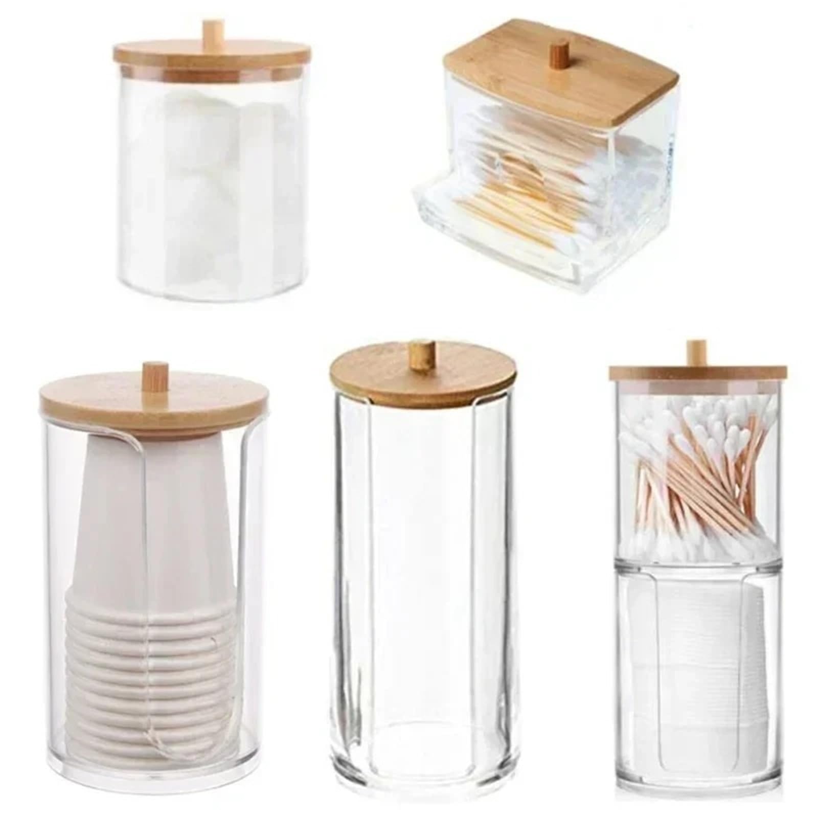 AHUFGN Cotton Pad Holder Storage Box Bathroom Jar Makeup Organizer Cotton Round Pad Holder Swab Qtip Dispenser With Lid(Color 06)