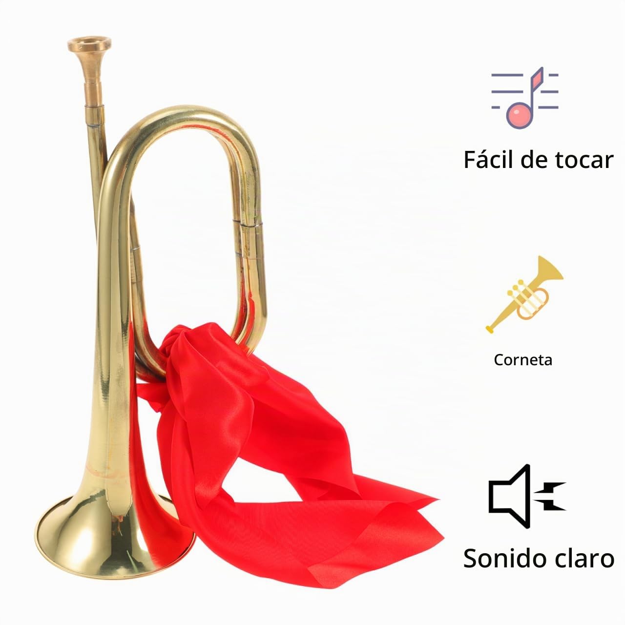 SUPVOX Trompeta De Latón Tradicional Instrumento De Viento Profesional Para Principiantes Y Estudiantes Portátil De 13 Pulgadas Corneta Militar Para Bandas Y Eventos