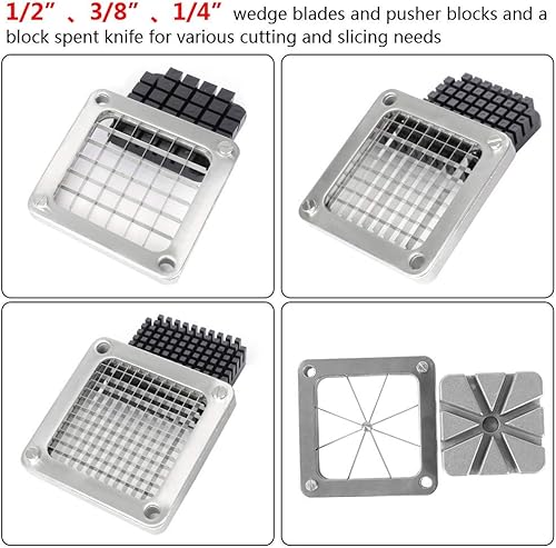Miniatura 5 de ROVSUN Cortador de papas fritas de grado comercial para restaurantes, hogar y cocina, juego de patas de ventosa, cuchillas de 1/2 pulgadas, 3/8