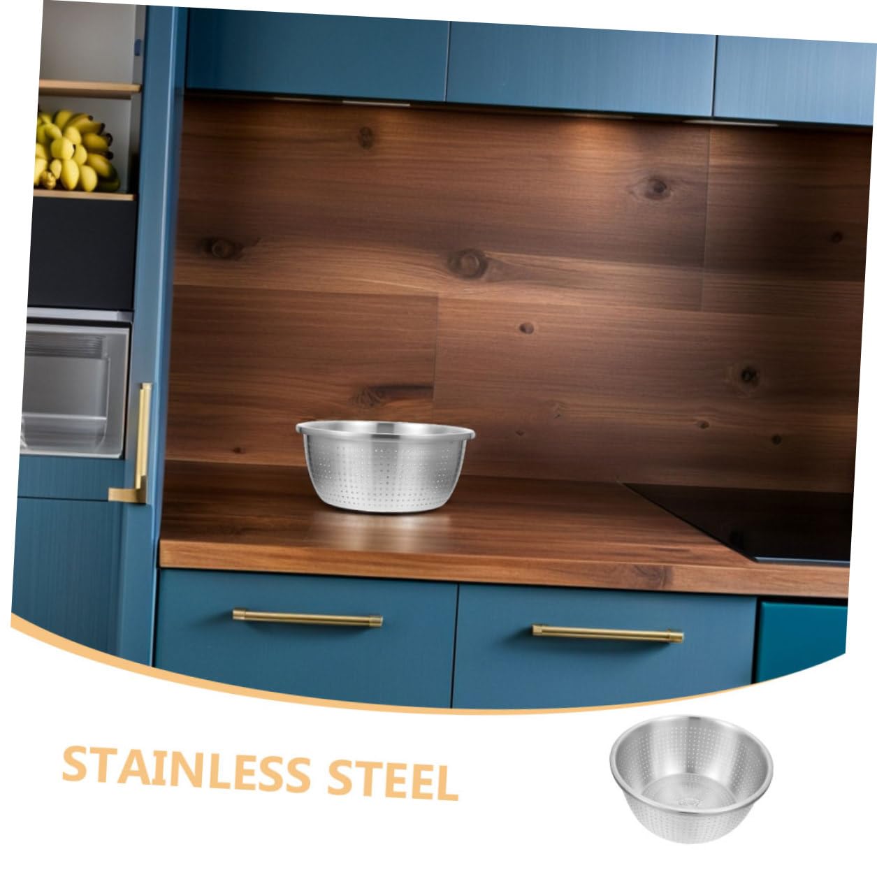Colador de Acero Inoxidable 304 de 26 CM Cesta Coladora Microporosa para Escurrir Pasta Lavar Frutas y Verduras Recipiente de Cocina Resistente y Compacto