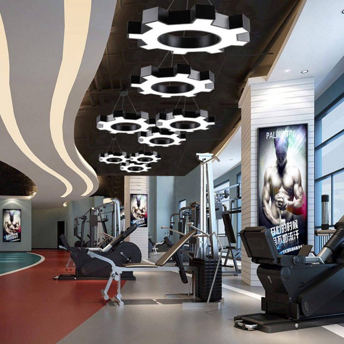 Lampa Wisząca W Stylu Industrialnym W Kształcie Koła Zębatego Lampa Wisząca LED O Unikalnym Kształcie Do Biura Żyrandol O Kreatywnej Osobowości Nieściemnialna Lampa Sufitowa 6000K Do