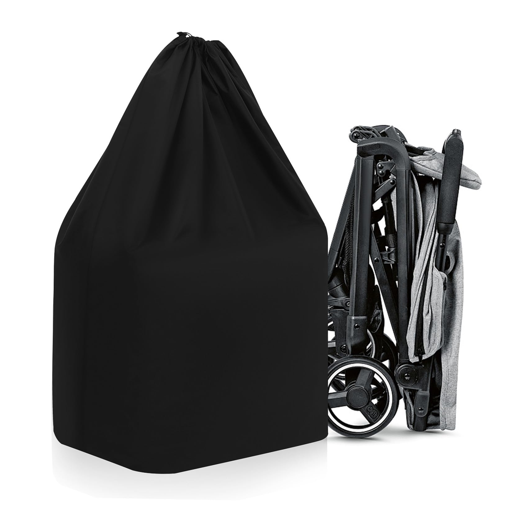 ERINGOGO Borsa per Passeggino da Viaggio per Aereo, Copertura in Nylon Nera | Doppie Spalline , Chiusura a Coulisse Bloccabile , Cuciture Rinforzate , Adatta a Molti Modelli per Trasferimenti e Deposito