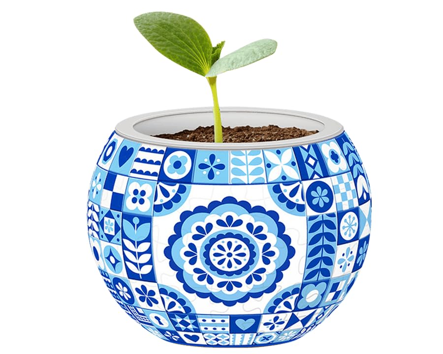 Image of PieceRelax 3D Puzzle Planter 80 Pieces - Flower Pot - Danish Folklore Style, for Mom, Home Decor Flower Pots for Indoor Cactus, Succulents Pots [K1117]