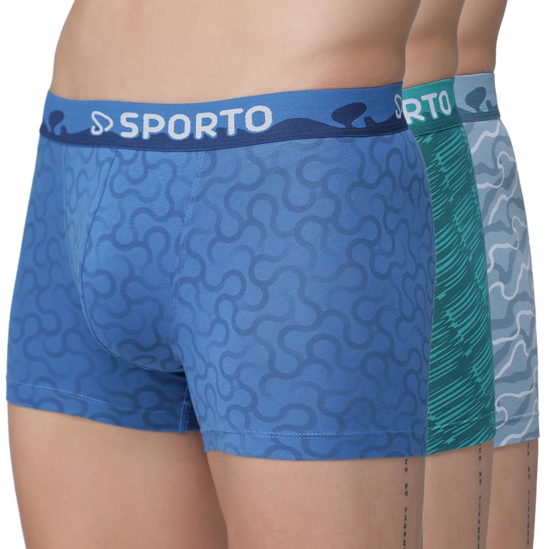 sporto Men's 3D fit Printed Spandex Trunk Pack of 3 (Assorted Colour May Vary)-picture-41