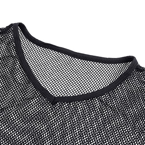 YiZYiF Men's See Through Fishnet Clubwear Short Sleeve T-Shirt Undershirt2