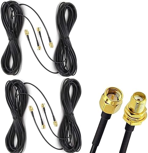 Miniatura 8 de Cable de extensión de antena WiFi de 10 pies RG174 RF SMA macho a SMA hembra, cable coaxial de baja pérdida chapado en oro coleta para enrutador LAN