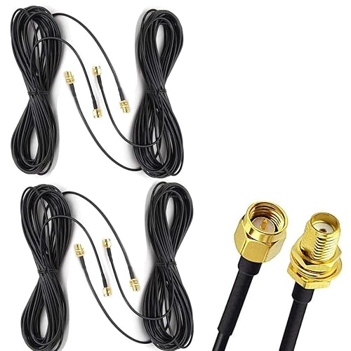 Cable de extensión de antena WiFi de 33 pies RG174 RF SMA macho a SMA hembra Cable coaxial de baja pérdida chapado en oro coleta para enrutador LAN