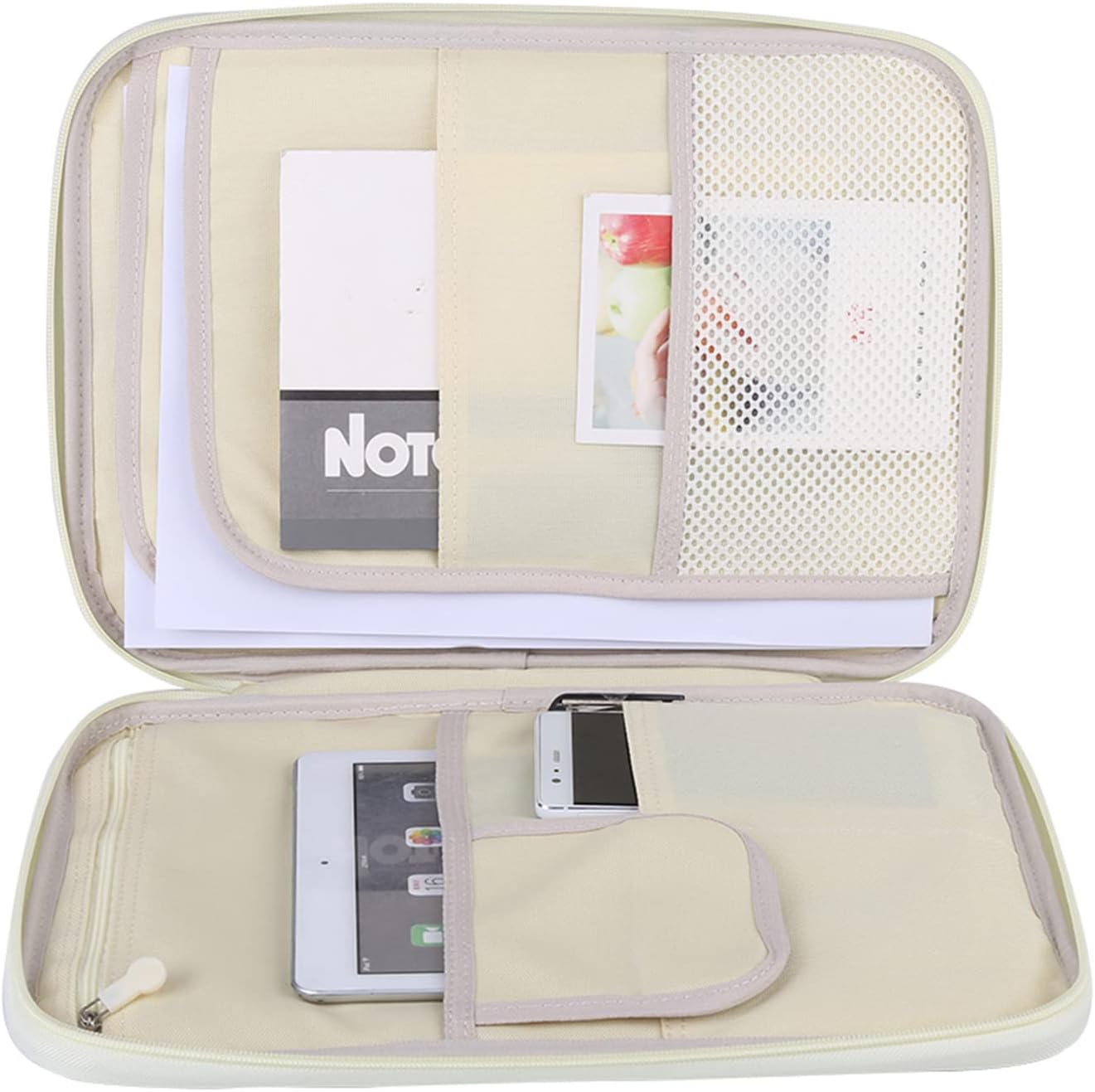 A4 Document Bag, 5Colors File Folder Portfolio Organizer Computer Notebook Zippered Case for Tablet Notebook Pens Documents(Orange)