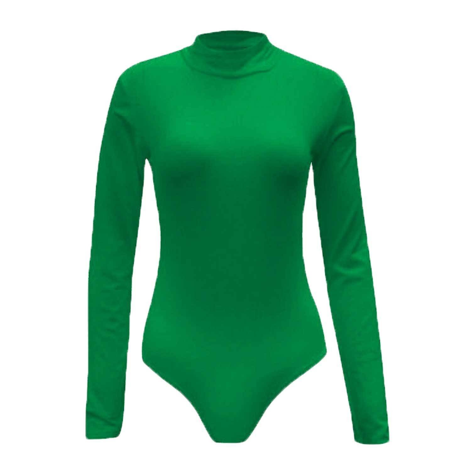 Candid Styles Womens Long Sleeve Polo Turtle Neck Bodysuit Top Ladies Leotard T-Shirt 8-22