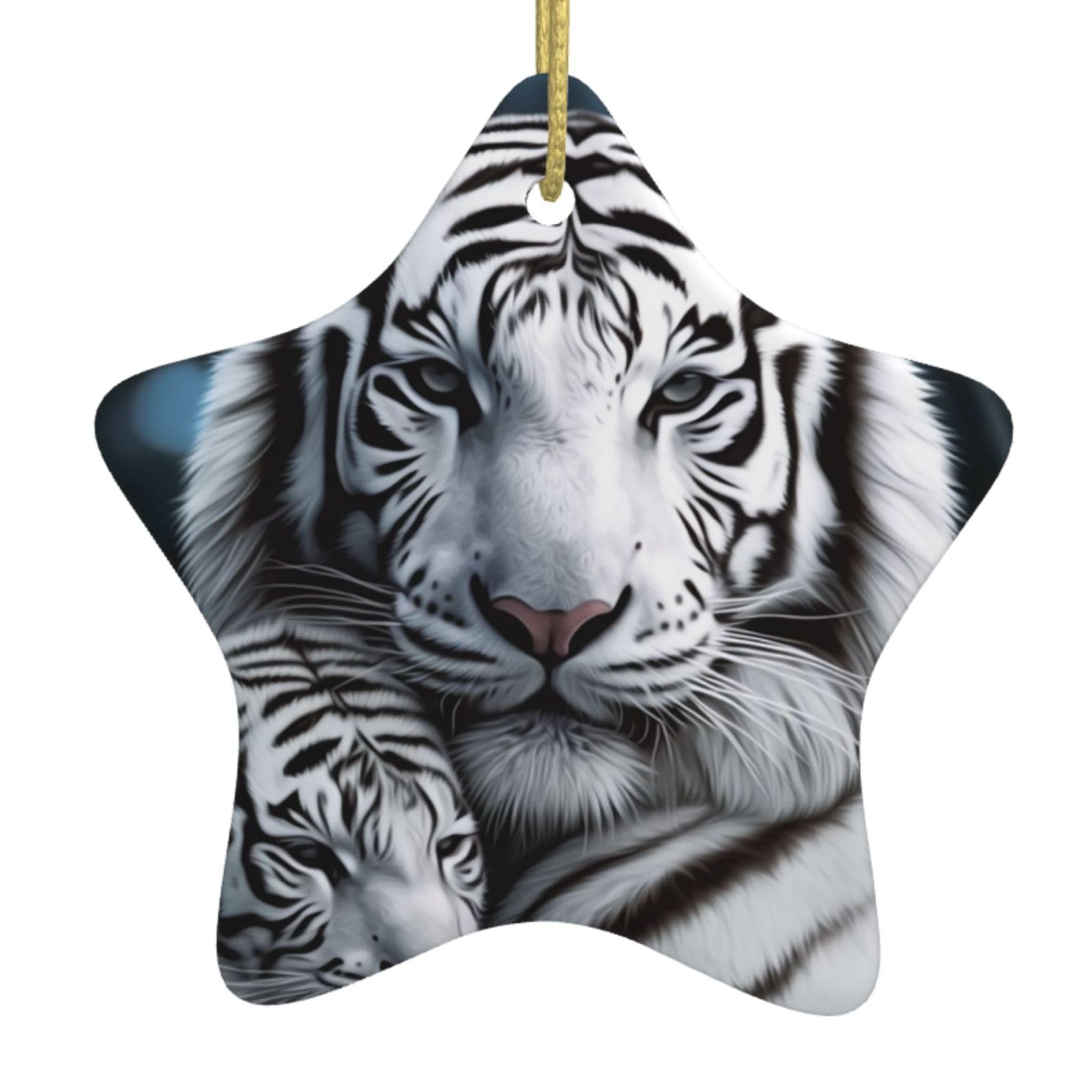 Fodpand Women's White Tiger Christmas Ornaments 2025, Gift Exchange For Men, Collectible Ceramic Ornament Star Hanging Ornaments For Christmas Tree Decoration