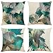 meioro Confezione da 4 Fodere per Cuscini, Copricuscino 45 x 45 cm Federa per Divano in Cotone e Lino, Federe per Cuscini Decorative per Cuscini per Auto da Divano (Foglia Verde 3)