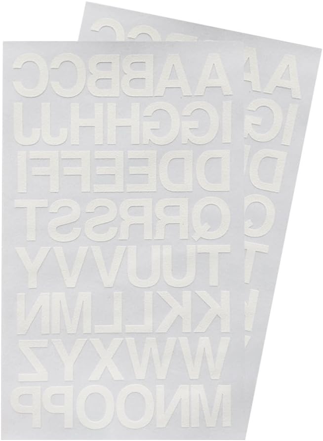 Iron on 1-Inch Transfer White Letters for Clothing - 2 Sheet (White)