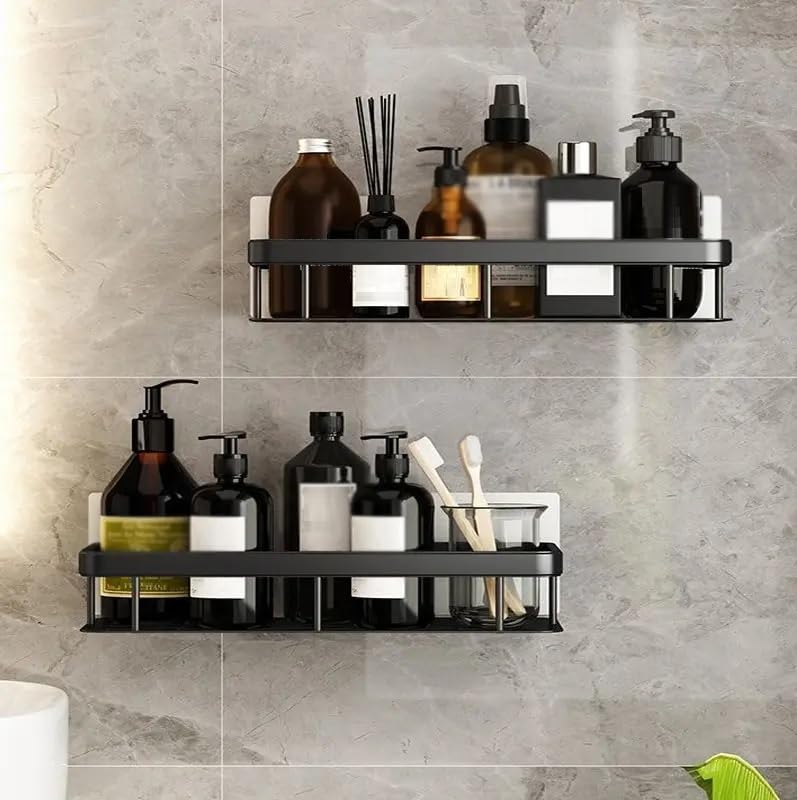 Kmils Self Adhesive Bathroom Shelf, Bathroom Organiser Without Drill, Bathroom Shelf for Wall, Bathroom Racks and Shelves (Pack of 2)