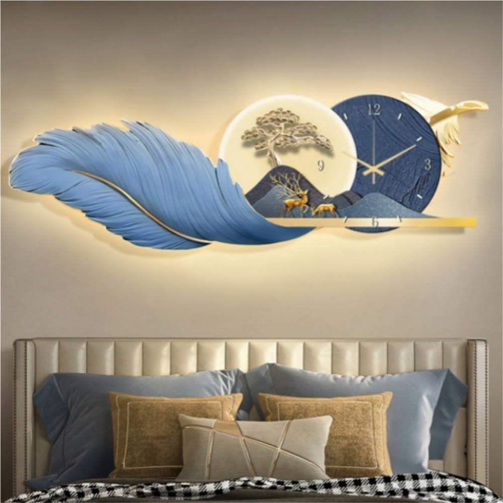 Modern Wall Painting with Light, Imitation 3D Art Wall Decor, Plug-in Power Supply Wall Sculptures, Lighted Art of Walls for Living Room, Entrance, Corridor(B,59.1x19.7in)