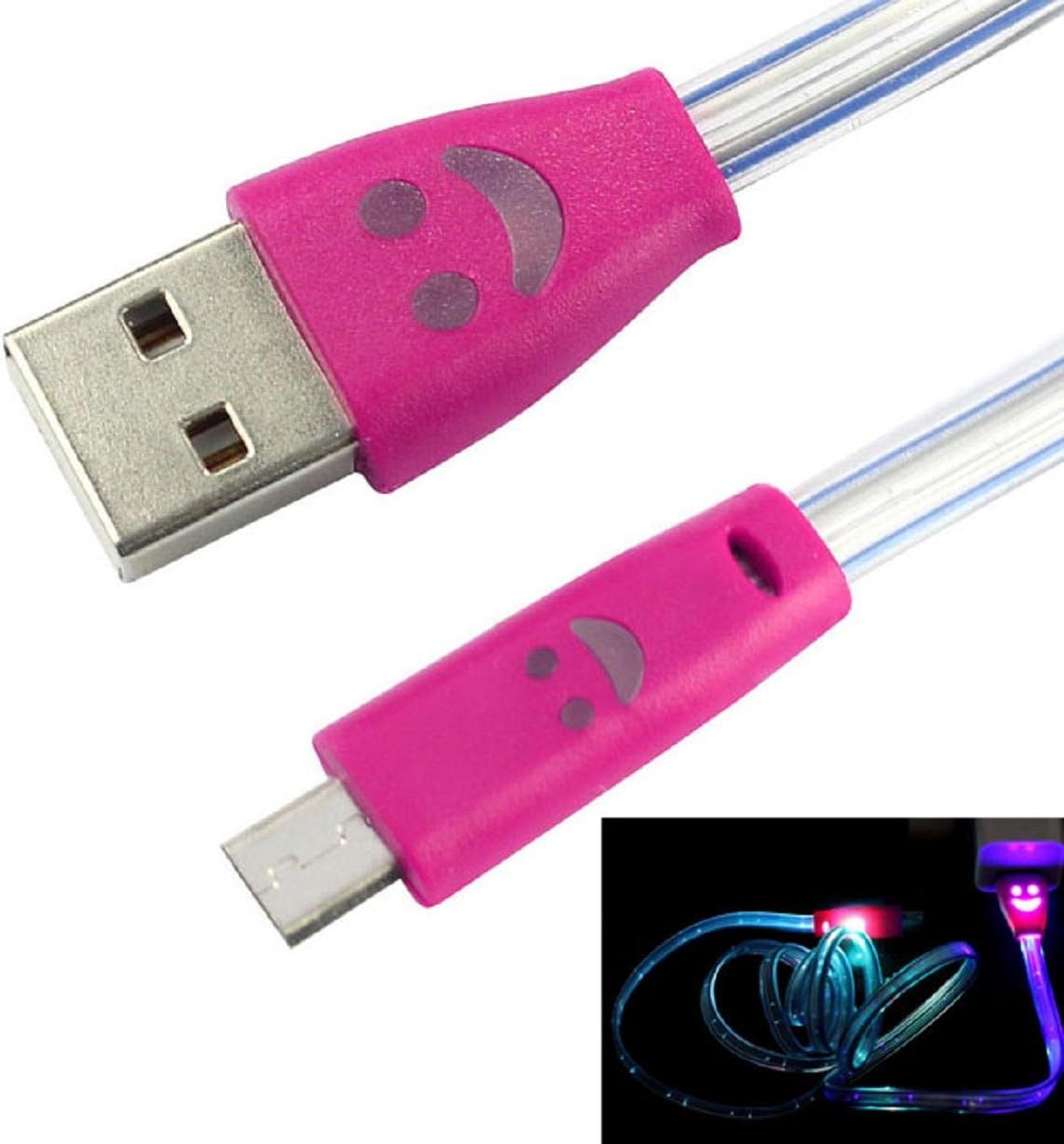 Coromose Smile LED USB Charger Cable for Samsung Galaxy S3 S4 I9500 (Hot Pink)