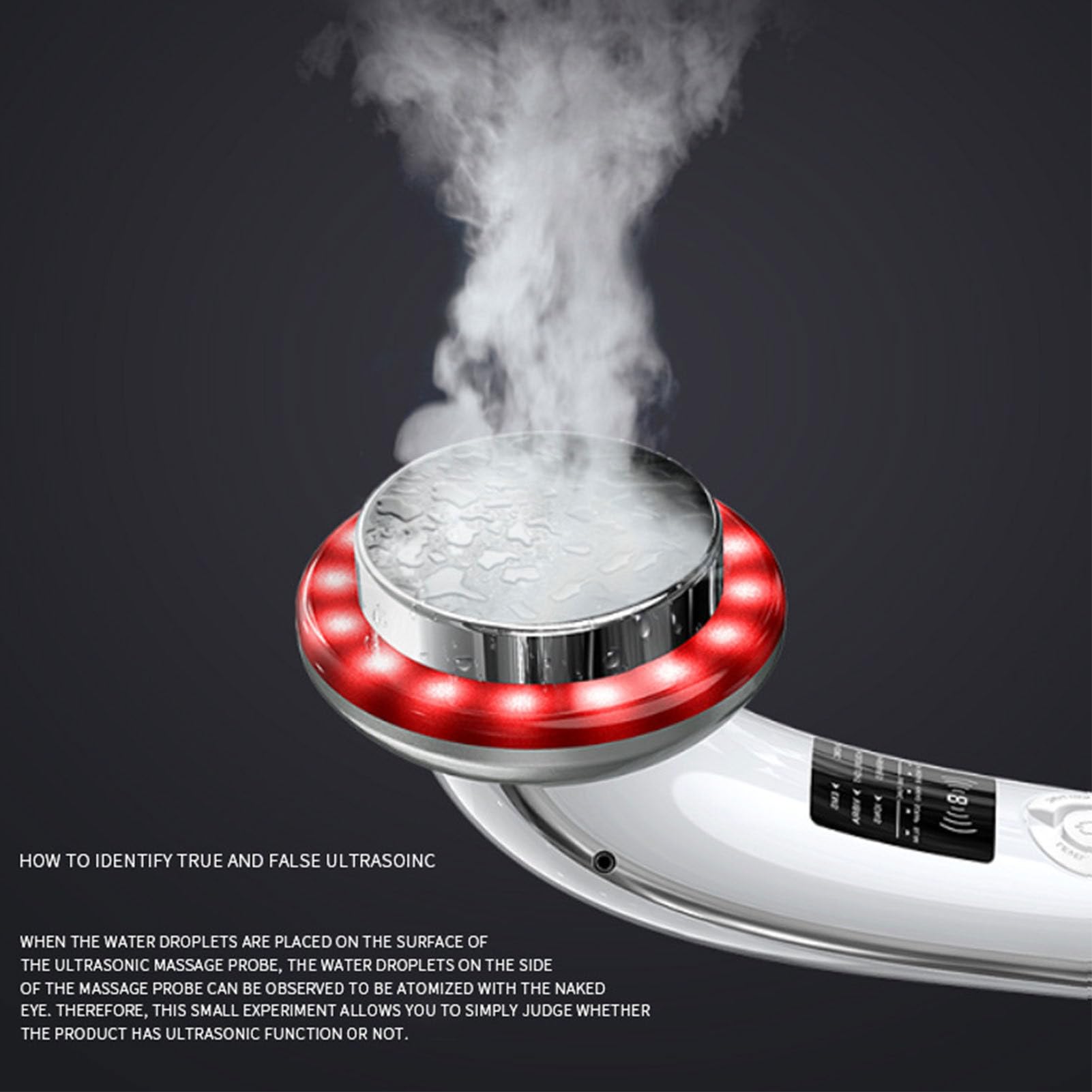Ultrasonic function test with water droplets on the device head