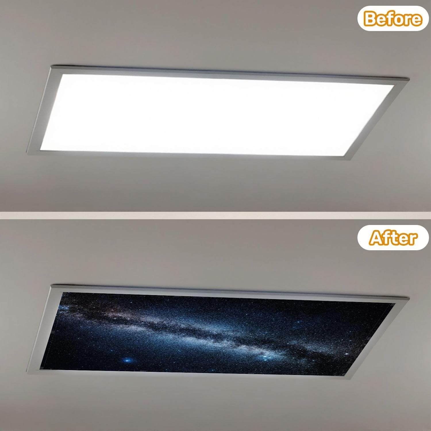 Fluorescent Light Covers for Ceiling Lights Milky Way Galaxy Creative Easy to Install Magnetic Light Filter for Classroom Office Hospitals School Home Decor