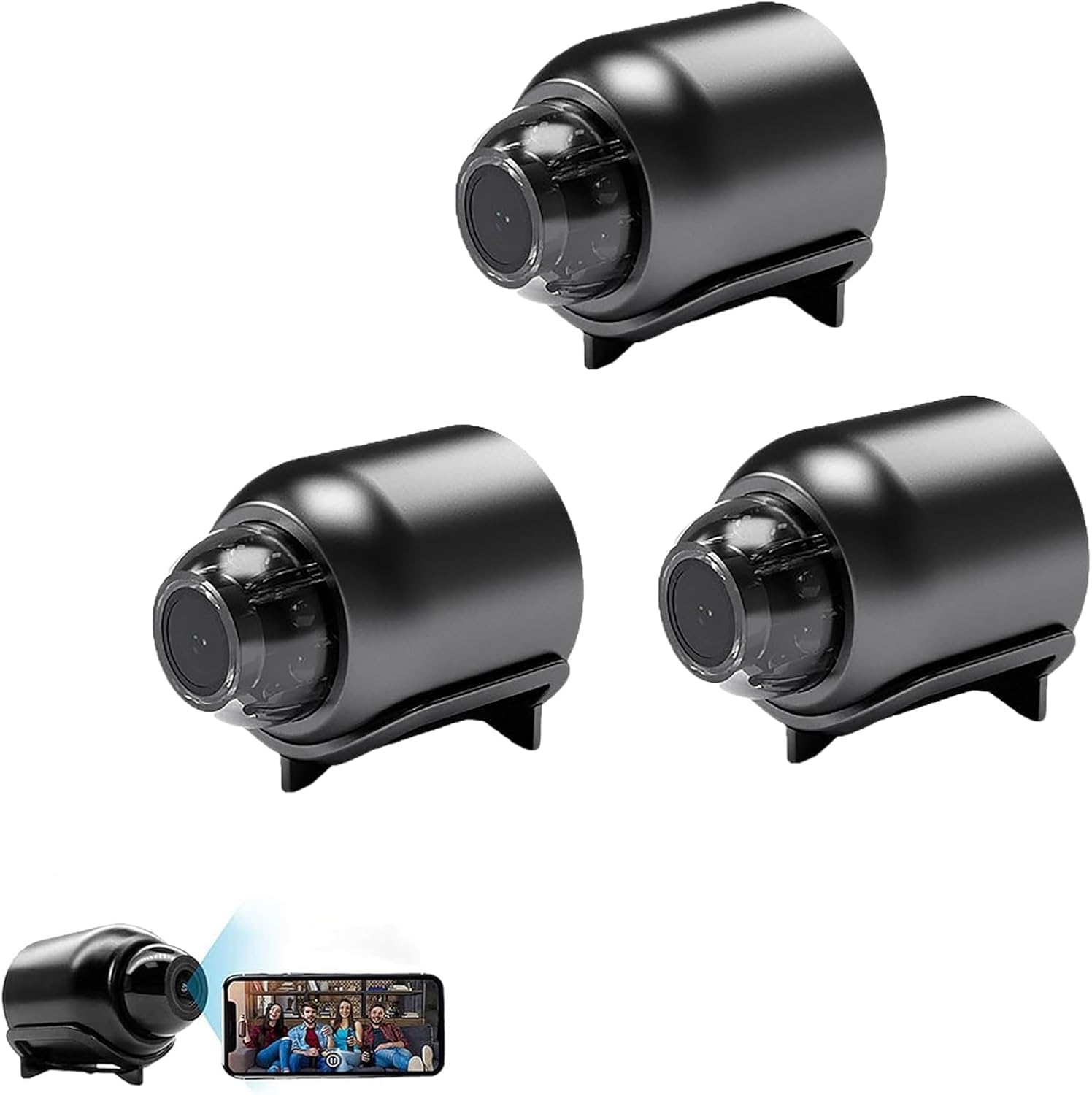 Endxedio Cat Eye Camera, Popular Home Cat-Eye Camera, Mini Wireless Wifi Camera 1080p HD, Easy Installation, Night Vision Cam for Home, Office, Car (3pcs)