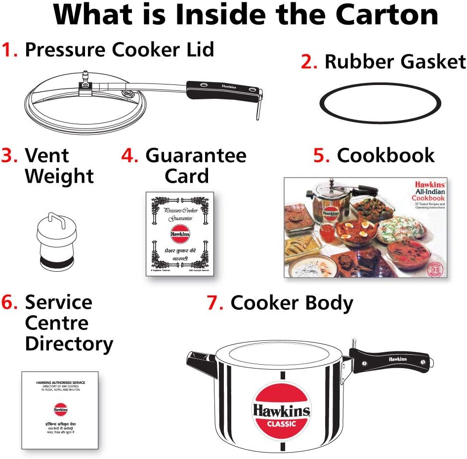 Hawkins Classic 8 Litre Aluminium Inner Lid Pressure Cooker, Wide Design Pan Cooker, Big Cooker, Silver (CL8W)