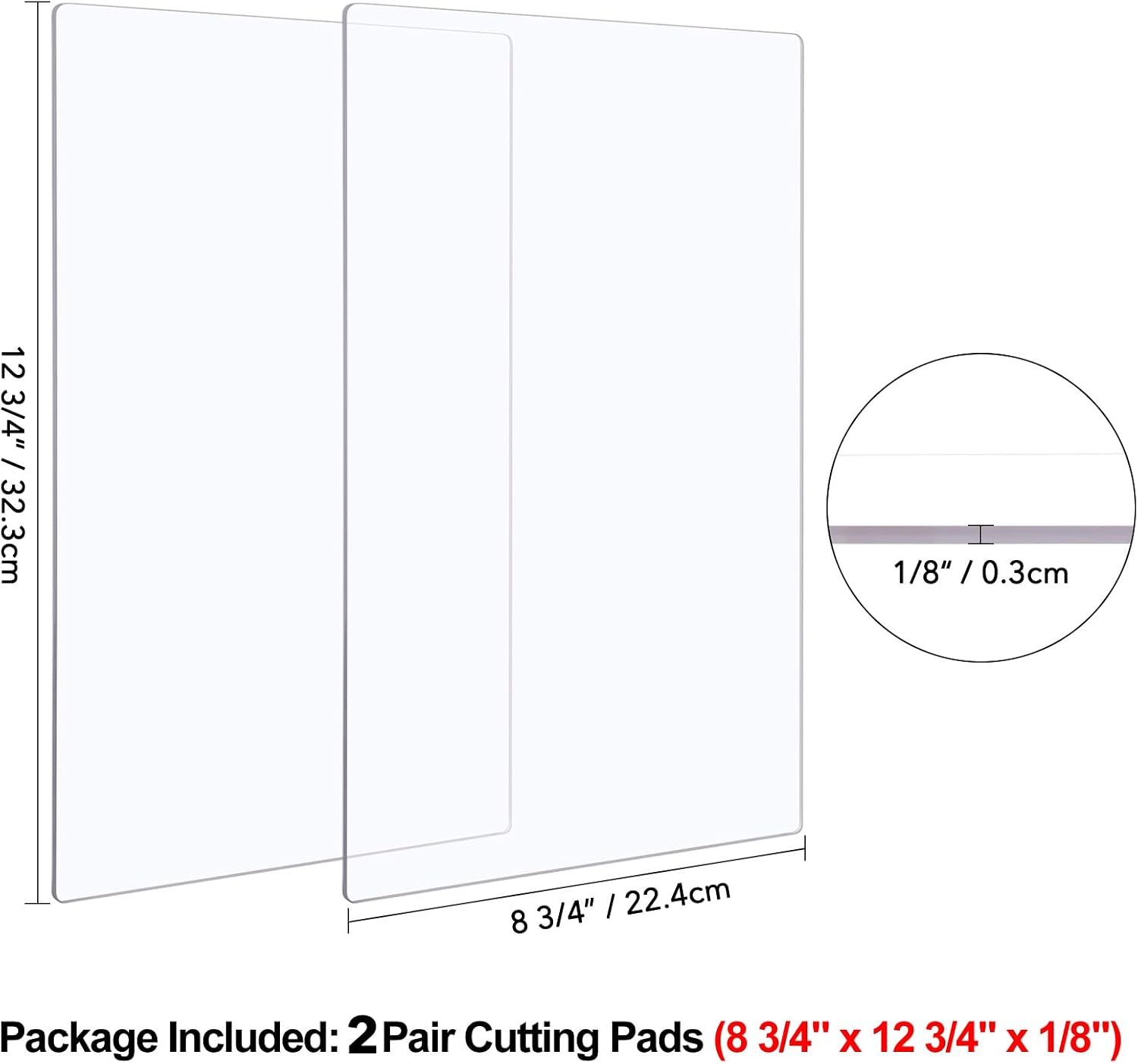 2 Pair Cutting Pads Compatible with BSP & BS Switch Plus Die Cutting Machine,Clear Polycarbonate Plastic Cutting Plates,12 3/4x8 3/4x1/8inch,Transparency Acrylic Die Cutting Plate for Craft