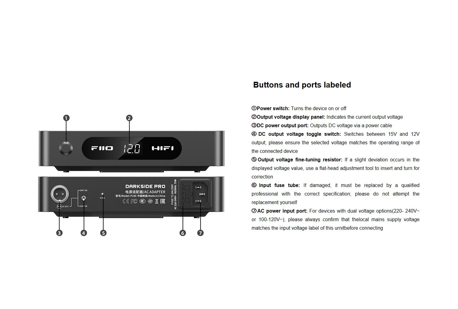 FiiO Darkside Pro Low-noise regulated linear power supply (Silver) — view 3