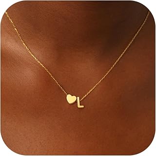 Kette Gold Silber Damen - 18K Gold/Weißgold Vergoldet Herz Goldkette mit Buchstaben Kette Damen Halskette Schmuck Personalisierte Geschenk für Frauen Mädchen Freundin