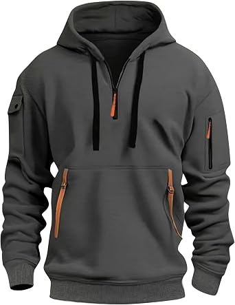 Quarter Zip Pullover Men Hoodie Long Sleeve Tactical Hoodies 1/4 Zip Pullover Work Workout Athletic Sweatshirts