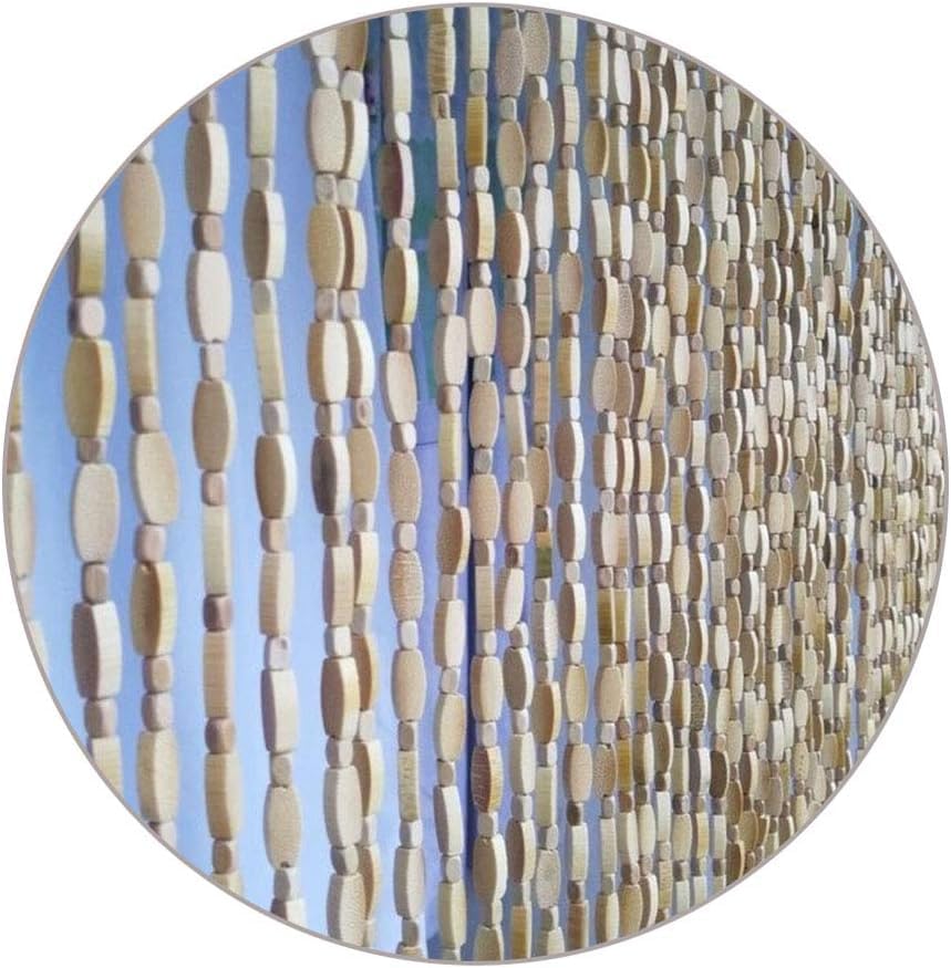 Rideau de porte en perles de bois naturel 140x220cm pour séparation salon