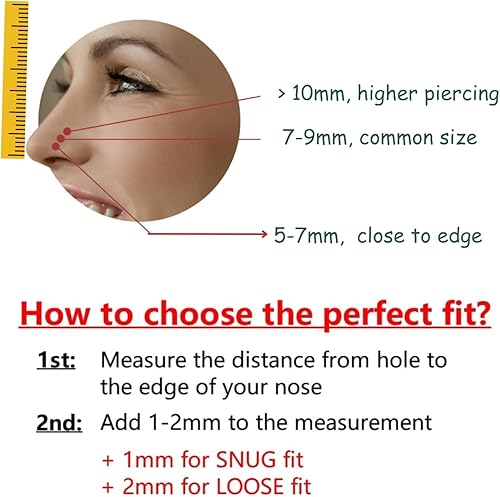 Miniatura 6 de Small Thin Gold or Sterling Silver Nose Ring Hoop for Women, Adjustable with Stopper (Sterling Silver, 7-8mm  20 gauge)