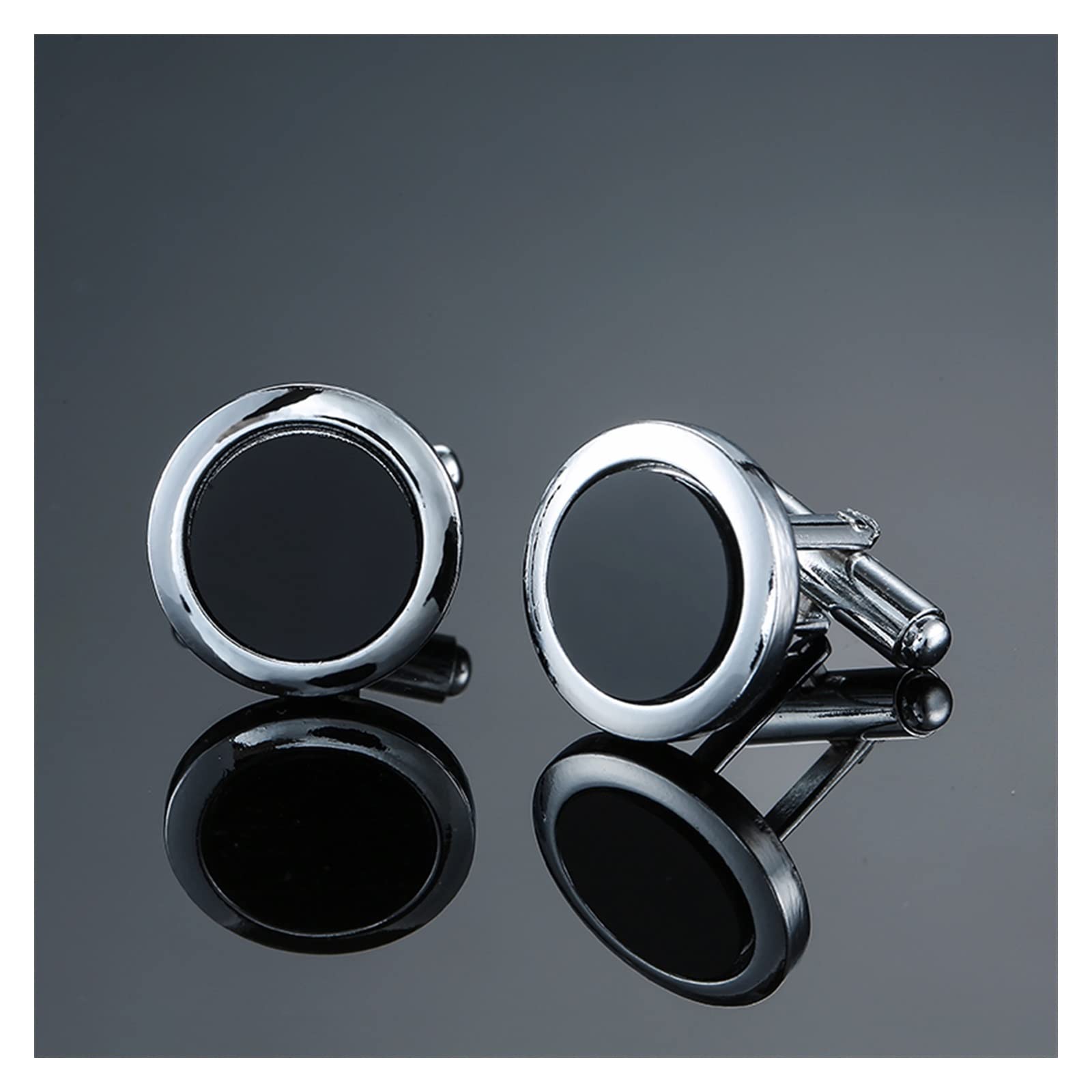 Anzug Manschettenknöpfe Klassische Männer Black Box Manschettenknöpfe Manschettenknöpfe Französisches Hochzeitskleid Hemd Zubehör 1 Double (Metal Color : 10)