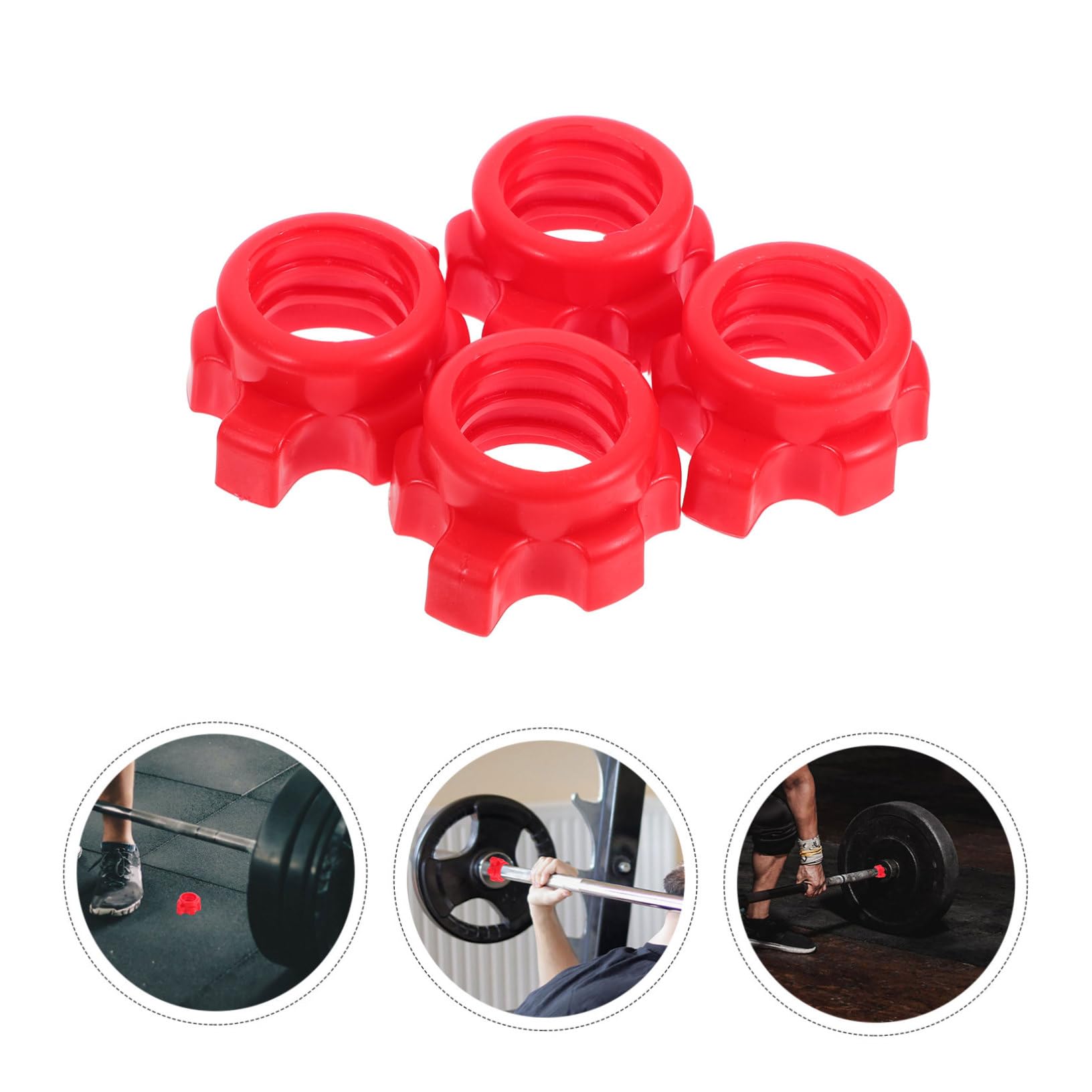VORCOOL - 4 dadi per manubri professionali in plastica, con dado esagonale fisso, per sollevamento pesi, per casa, negozio, rosso
