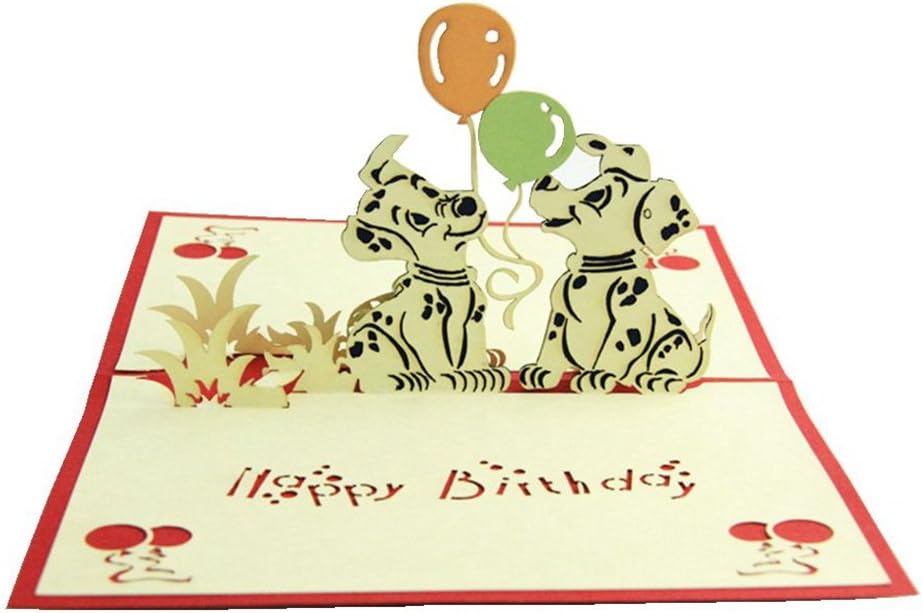 IShareCards Handmade 3D Pop Up Children's Birthday Cards - Animals (Lovely Dogs)