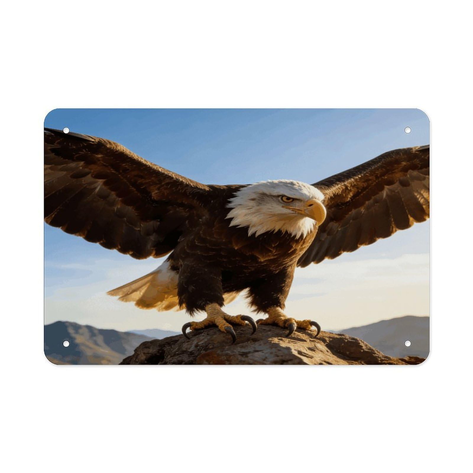 Khauerbc Style Fierce Eagle And National Flag Tin Sign Iron Sheet Painting Unframed 11.8X7.9 Inch Metal Poster Wall Decor Iron Painting Wall Prints For Living Room Bedroom Office Home Decor