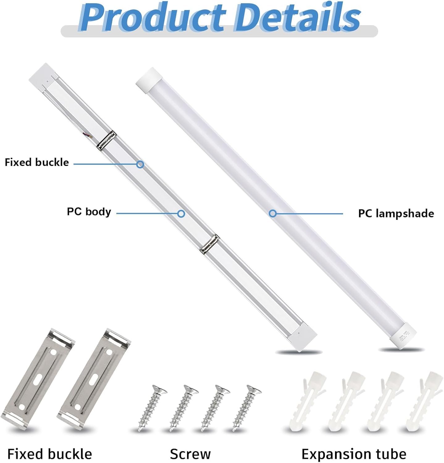 HUMIGA 2 Pack 2FT LED Batten Light, 20W 1800LM Slim Profile Wide Tube Lighting for Ceiling of Indoor Home Garage Shop Office - Image 4