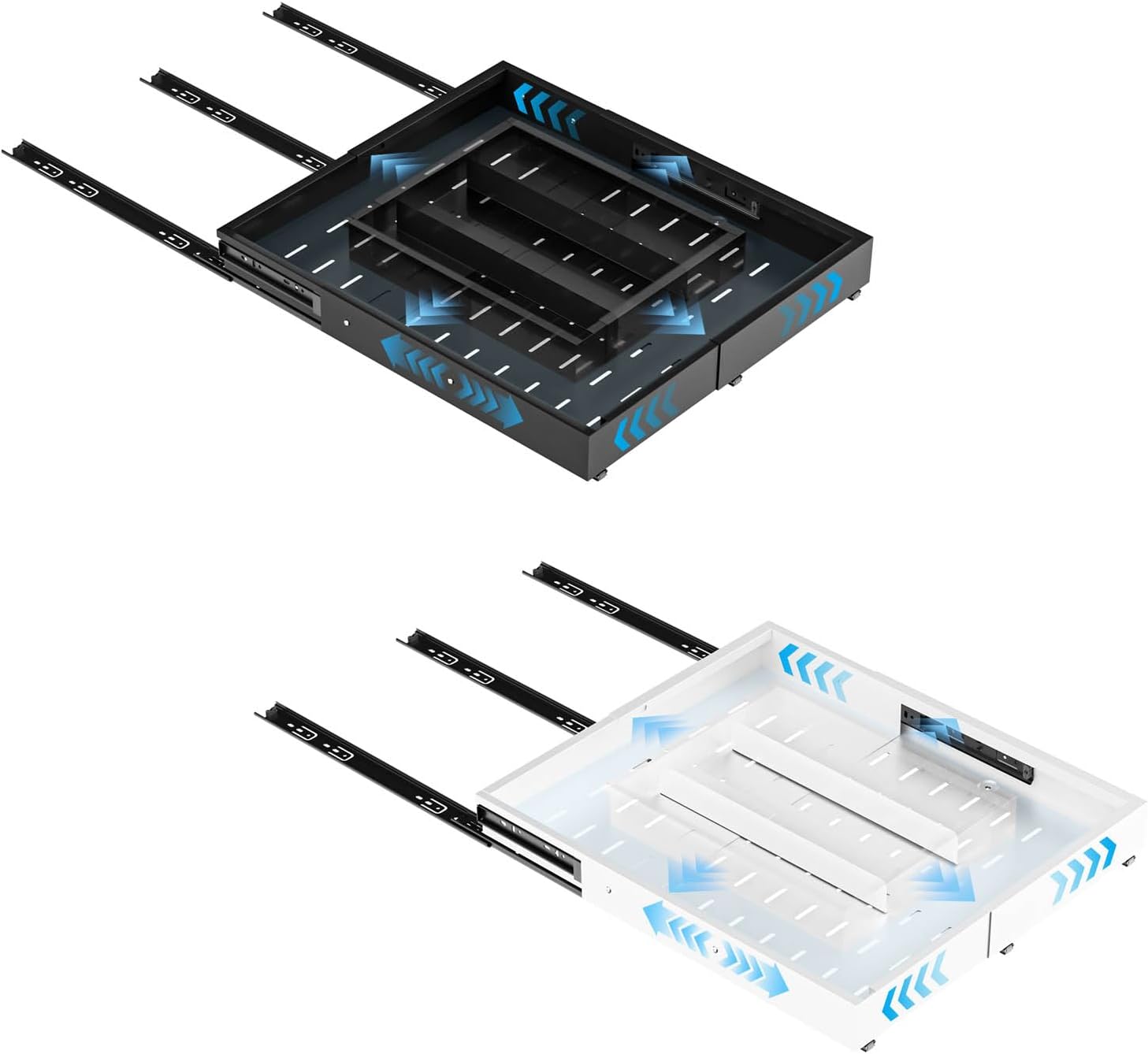 Insputer 2 Pack Pull Out Cabinet Organizer Expandable (12.4"-20.08") W & (16.26"-22.44") D, Slide Out Drawers for Kitchen, Pantry