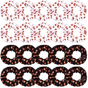 WILLBOND 20 Pcs Sport Hair Scrunchies Gifts Sports Scrunchy Elastic Silk Satin Scrunchies Hairband Ponytail Holder for Women Player Team Accessories(Basketball)