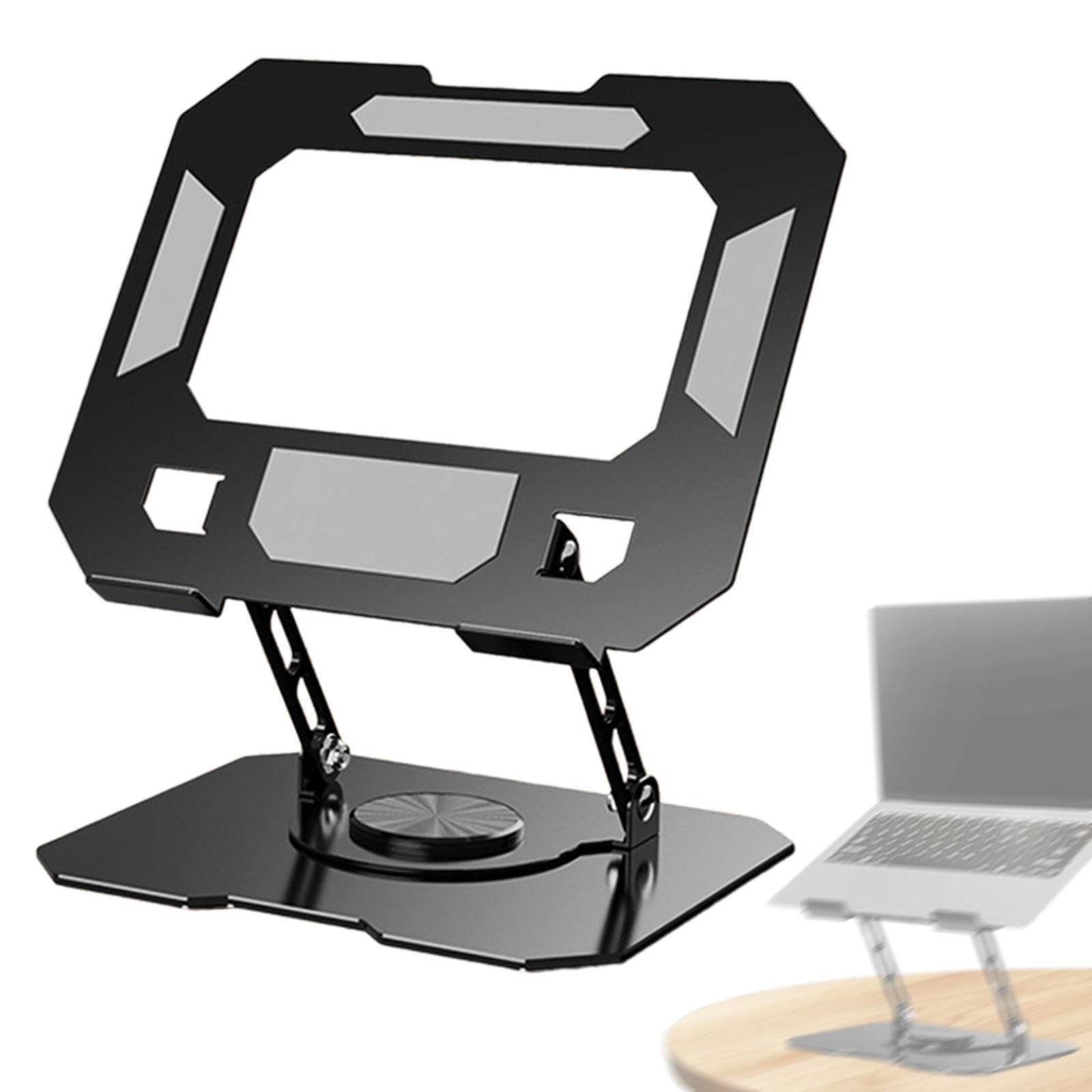 Soporte plegable flexible para laptop, soporte portátil para tablet con rotación de 360°, altura ajustable para el hogar y viajes, soporte elevador para portátil negro