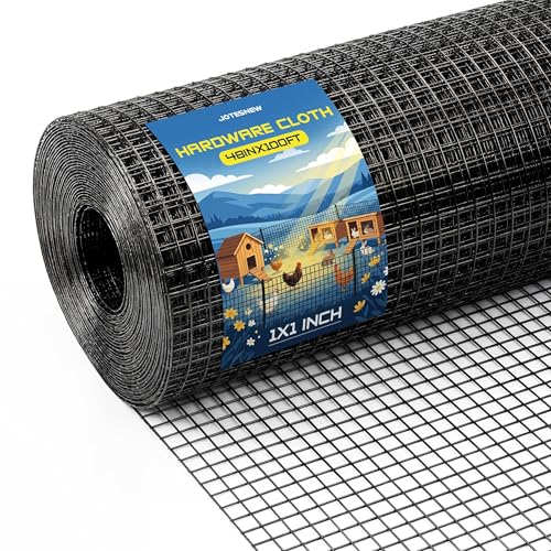Black 1 inch Hardware Cloth 48in x 100ft 16 Gauge Black Coated Welded Wire Fence Vinyl Metal Wire Mesh for Chicken Coop Barrier Rabbit Snake Fences Poultry Enclosures