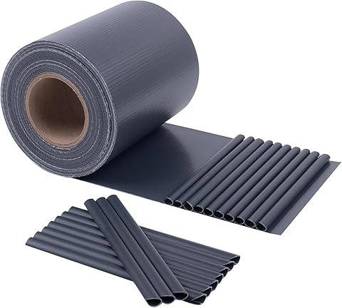 HENG FENG Pantalla de Privacidad para Vallas de PVC, 35m x 19cm - Malla de Ocultación para Vallas 450g/m², Resistente a la Intemperie y UV - Incluye 20 Clips de Montaje, Antracita