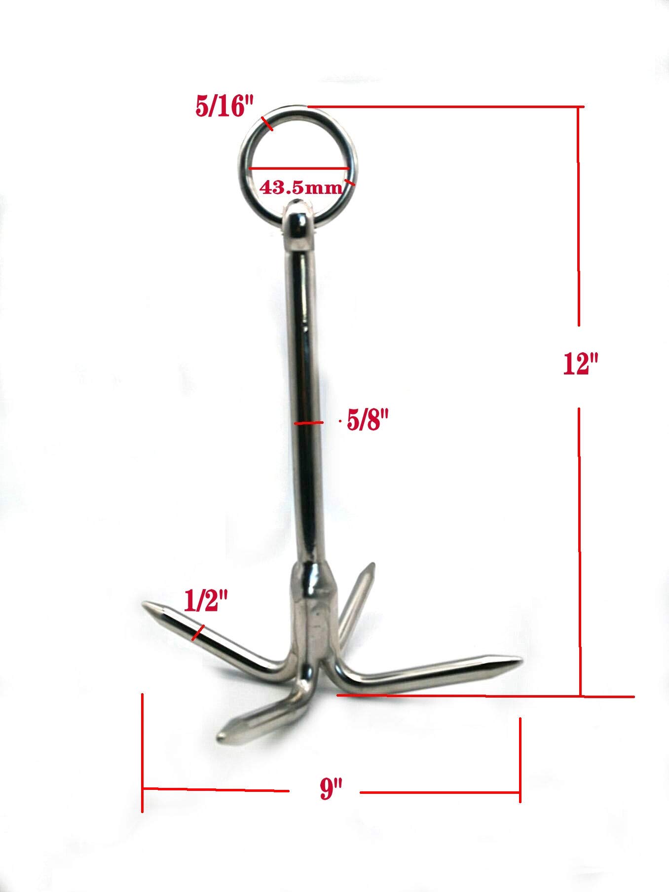 4 Claw Anchor 316 Stainless Steel - Grappling Hook For Boat, Marine, Yacht & Outdoor Use - View #8