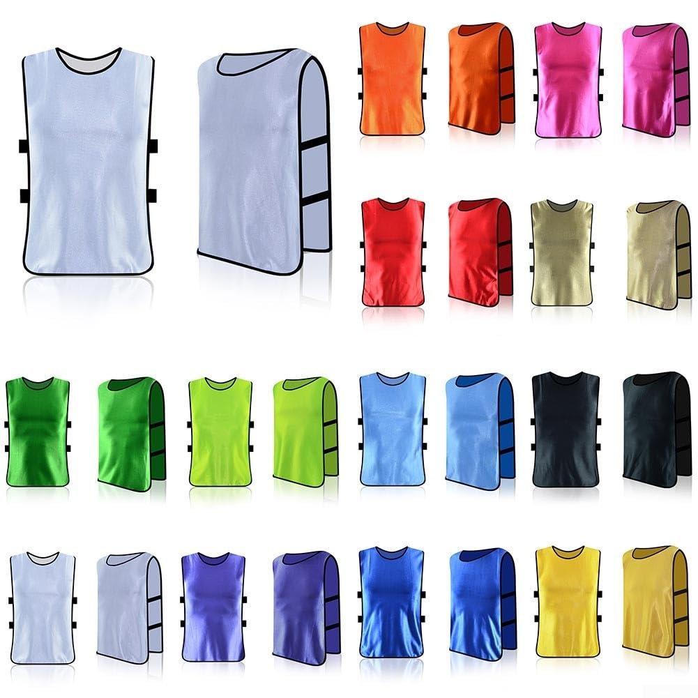 Zilimontt Lot De 4 Dossards D'entraînement Enfant – Polyester Respirant, Coupe Ample, 13 Couleurs, 35x56 Cm, 100 G, Pour Football, Basket, Rugby