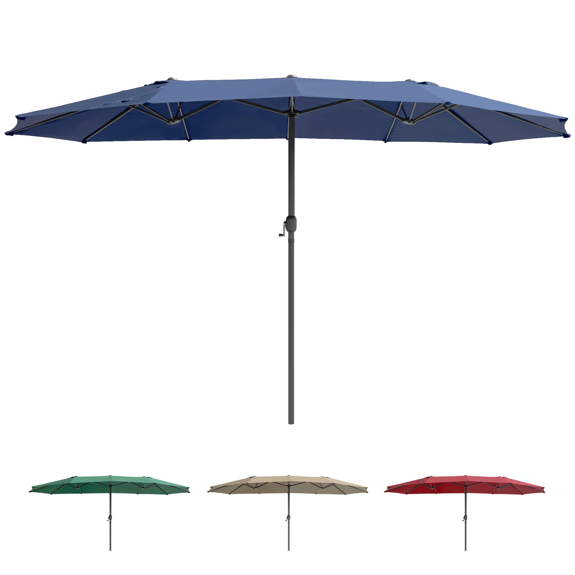 TECYFNTLN Outdoor Umbrella for Patio, Double Sided Pool Rectangle Umbrellas with Crank Handle, Large Table Umbrella for Deck, Market, Backyard